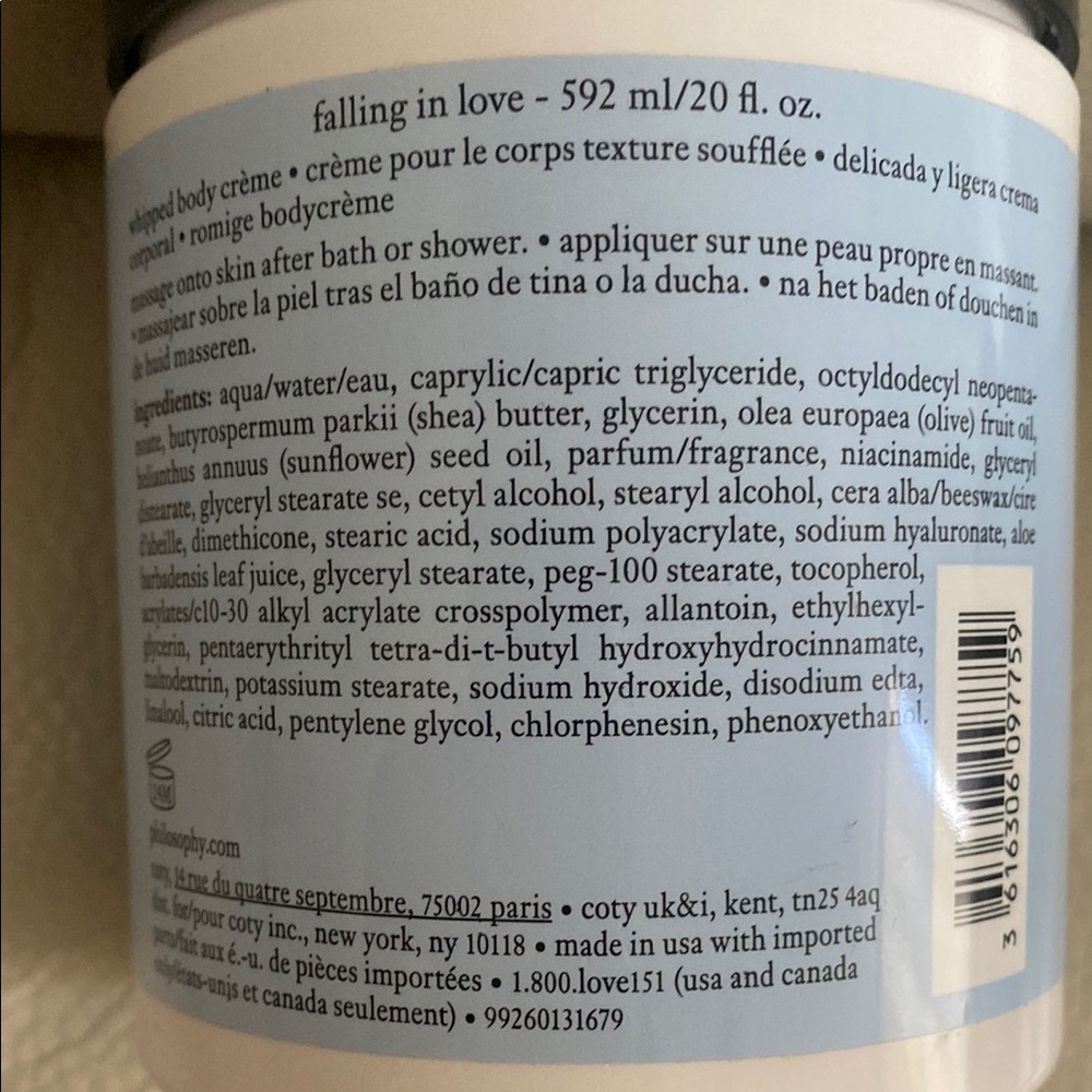 Philosophy Falling in Love Whipped Body Crème - large size 20 fl oz - Picture 3 of 3